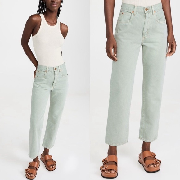 SLVRLAKE London Crop Jeans Desert Sage Green Cotton Size 28